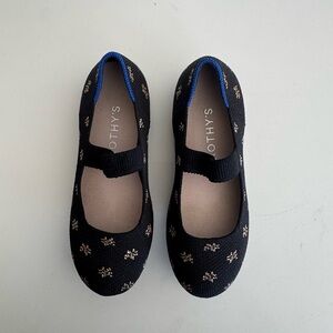 Rothy's Black Kids Mary Jane Shoes with Gold Fleck